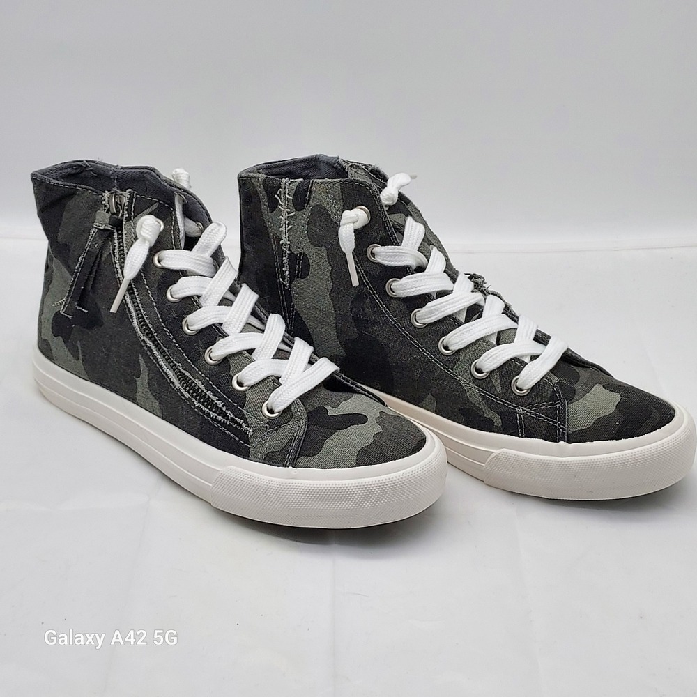 Billy Footwear High Top Camo Sneakers Green Grey Zip Around VGSP0084-037 Mens 8